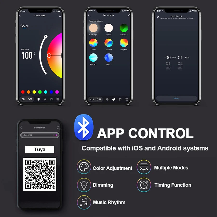 Smart Sunset Lamp – Proyector LED RGB con Control APP