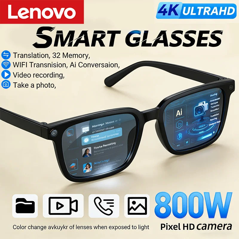 Lenovo F06 AI Smart Glasses – 4K Camera | AI Translation | Bluetooth